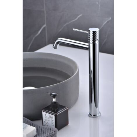 IMEX Grifería para lavabo alto cromada en latón y zama con cartucho cerámico Ø26 mm y set 2 flexibles 3-8 modelo Imex-BDG053-3