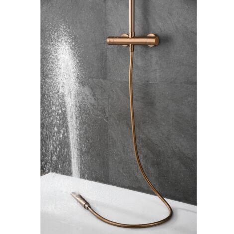 Conjunto ducha termostático Nápoles oro rosa cepillado