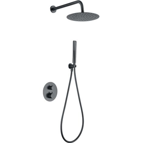 IMEX GTN047/BGM NÁPOLES Conjunto Ducha Termostático Empotrado Black Gun Metal - ref: GTN047/BGM
