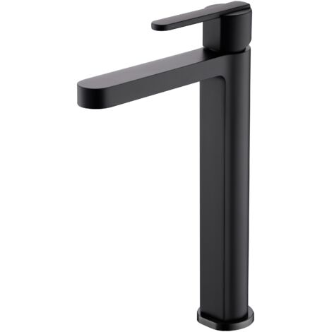 Grifo monomando con caño alto para lavabo hecho de latón con acabado negro mate Roma de Imex (1/4)