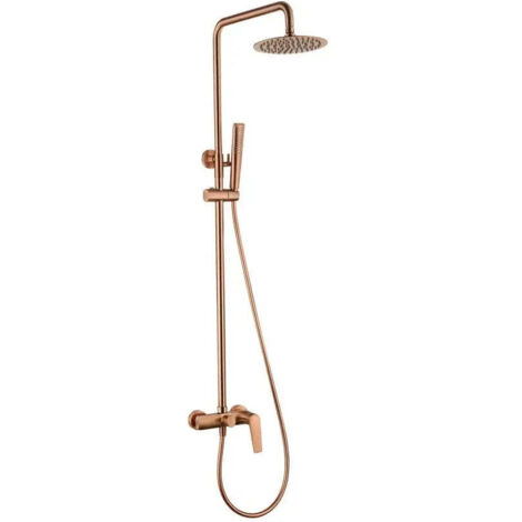 Barra de ducha monomando extensible hecha de acero inoxidable con acabado oro rosa cepillado Delos de Imex (1/5)