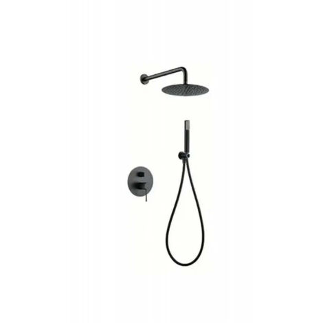 Conjunto para ducha con un diseño empotrado de acabado black gun metal Line de Imex