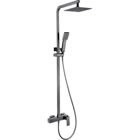 IMEX Set ducha monocomando con asta extraíble cuerpo latón cartucho cerámico 35mm acabado PVD negro canna di fucile acero y latón - modelo Pisa Imex-BDP048-BGM