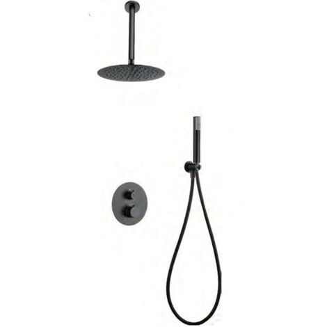 Conjunto ducha termostático empotrado Top Black Gu IMEX GTQ038/BGM