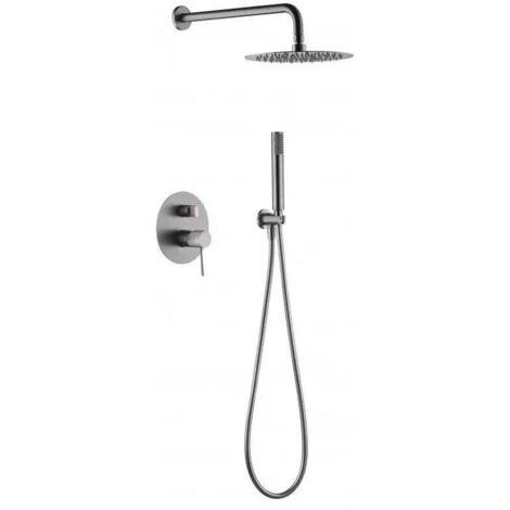 Conjunto para ducha con un diseño empotrado de acabado níquel cepillado Line de Imex