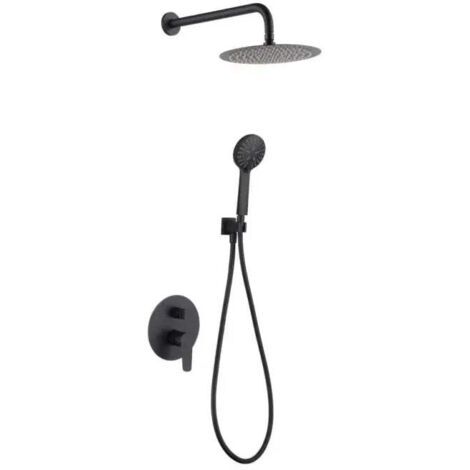 Conjunto de ducha monomando empotrado de acero inoxidable y latón con acabado negro mate Belgica de Imex (1/2)
