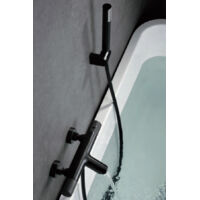 Grifo de bañera y ducha termostático de diseño elegante en color black gun metal Line de Imex