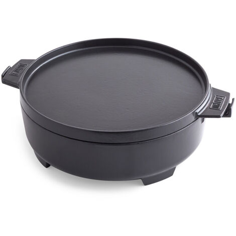 Weber – Cocotte en céramique 6,8 L 8857 – Fonte émaillée pour cuisson lente – Couvercle plancha pour grillades – Compatible Gourmet BBQ System (1/5)