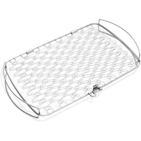 Grille double à poisson 40 x 25 cm – Compatible barbecue Weber 57 cm – Poignées pour manipulation facile – Grille extensible pour poissons (1/10)