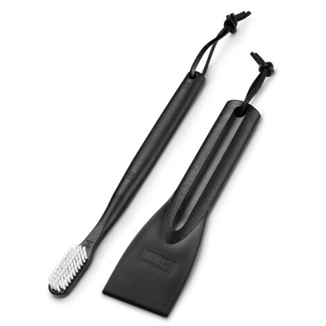 Weber – Kit de nettoyage barbecue à gaz 6202 – Ensemble 2 pièces – Brosse souple et grattoir en plastique – Couleur noire