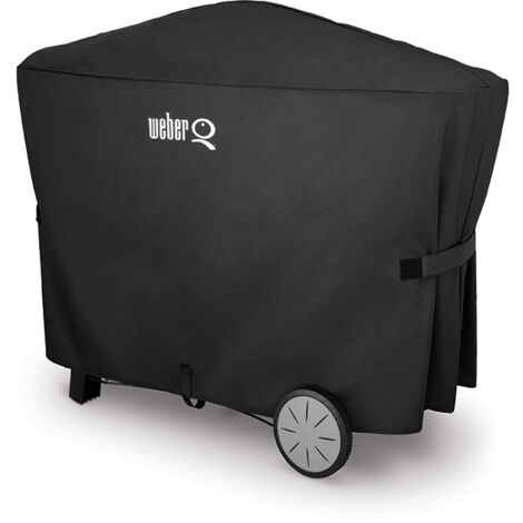Housse de barbecue pour Weber Q300/3000 – Polyester noir hydrofuge – Protection contre pluie et poussière – Sangles de fixation (1/7)