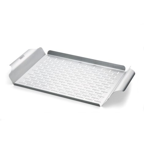 Weber – Plat de cuisson perforé en inox 30 x 44 cm – Pour barbecue – Poignées confortables – Fentes pour fumée savoureuse