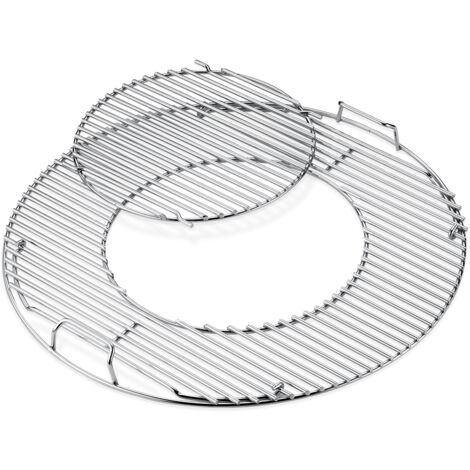 Grille de barbecue 8843 en acier inox 55x55 cm – Partie amovible pour cuisson optimale – Compatible barbecues Weber 57 cm