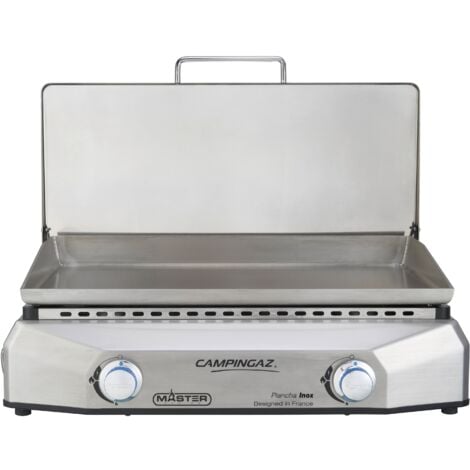PLANCHA GAZ A POSER MASTER EX INOX - 60x40 cm - Plaque inox - Couvercle sur char