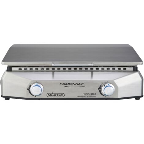 PLANCHA GAZ A POSER MASTER EX INOX - 60x40 cm - Plaque inox - Couvercle sur char