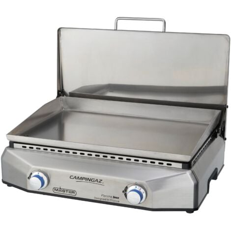 PLANCHA GAZ A POSER MASTER EX INOX - 60x40 cm - Plaque inox - Couvercle sur char