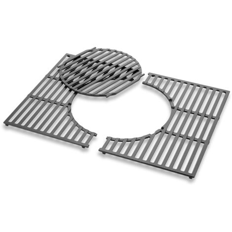 Grille de barbecue en fonte d'acier émaillée GBS – Compatible Weber Spirit 300 – Centre amovible pour accessoires grillades