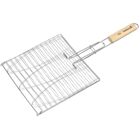 Grille pour 3 poissons - Chrome et bois - 28 x 28 cm (1/2)