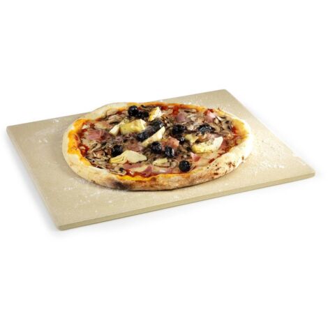 Pierre à pizza rectangulaire en argile réfractaire – 38 x 30 cm – Pour barbecue à couvercle – Cuit comme un four traditionnel – Barbecook