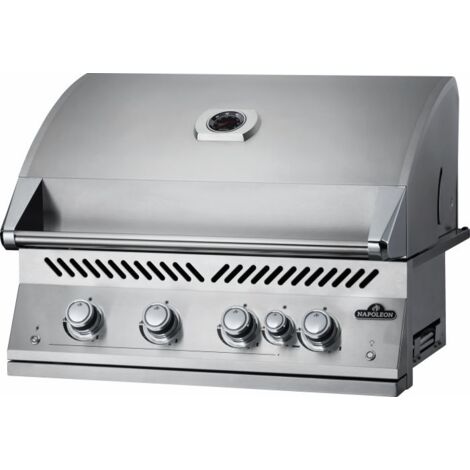Napoleon – Barbecue à gaz encastrable 4 brûleurs inox 21,5 kW – Brûleur arrière infrarouge pour rôtisserie – Surface de cuisson 74,6 x 45,4 cm