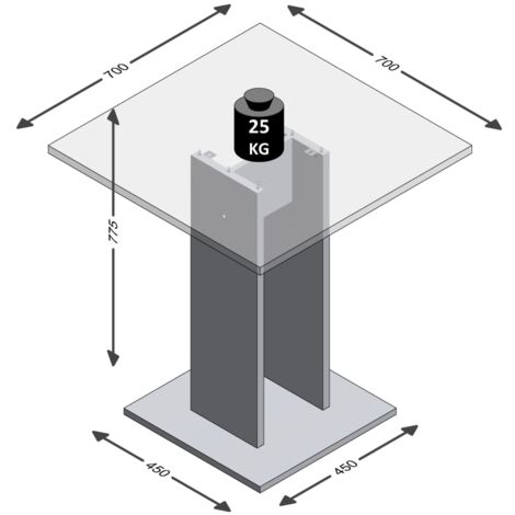 Furniture Limited - Table de salle à manger 70 cm Gris béton et