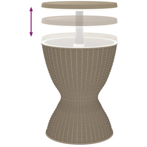 Table Glacière 3 En 1 Noir Polypropylène – Table Basse, Table De Cocktail Et Glacière Intégrée Pour Extérieur