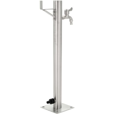 Colonne D'eau De Jardin 40 Cm Carrée Acier Inoxydable Avec Robinet Et Crochet Stable Polyvalente Exterieur Comfortxl 94901948