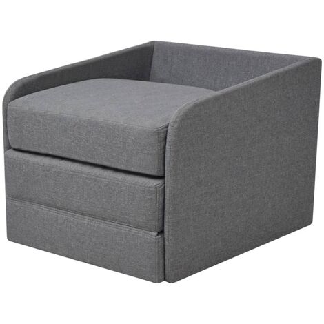 Furniture Limited - Fauteuil convertible gris clair tissu