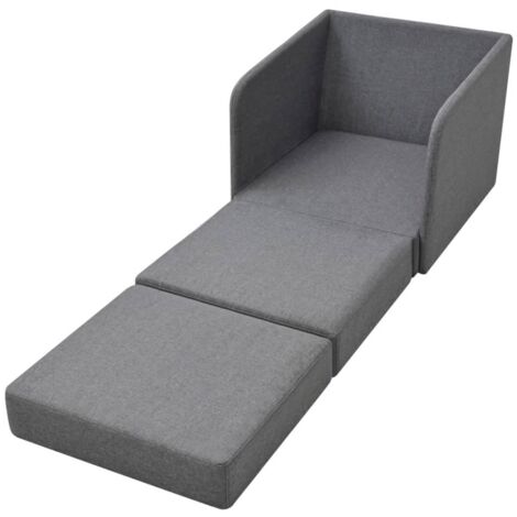 Furniture Limited - Fauteuil convertible gris clair tissu