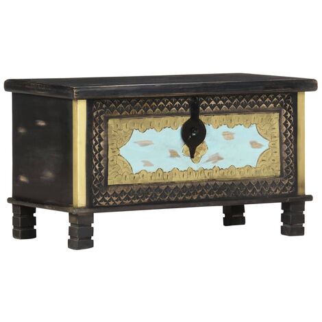 Furniture Limited - Coffre de rangement Noir 80x40x45 cm Bois de