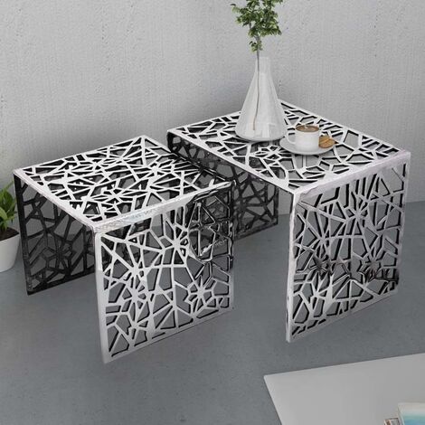 Furniture Limited - Table auxiliaire carrée 2 pièces Aluminium