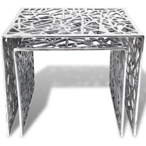 Furniture Limited - Table auxiliaire carrée 2 pièces Aluminium