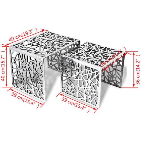 Furniture Limited - Table auxiliaire carrée 2 pièces Aluminium