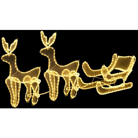 Furniture Limited - Cordon lumineux de Noël 2 Rennes et traîneau