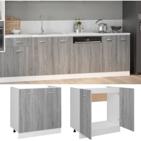 Furniture Limited - Armoire de plancher d'évier "Lyon" Sonoma gri