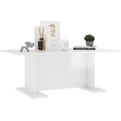 Furniture Limited - Table basse blanc brillant 103,5x60x40 cm