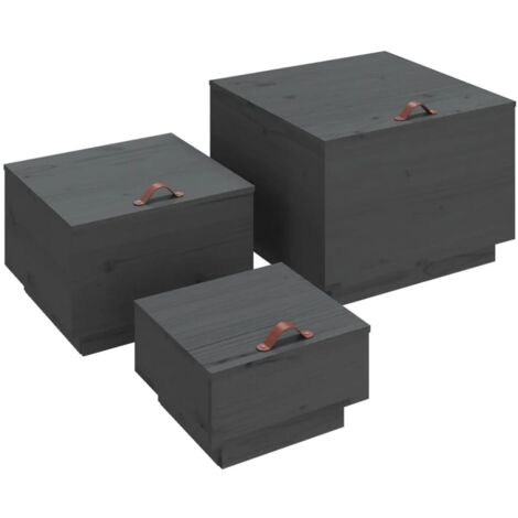 Furniture Limited - Boîtes de rangement et couvercles 3 pcs Gris