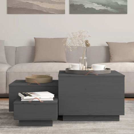 Furniture Limited - Boîtes de rangement et couvercles 3 pcs Gris