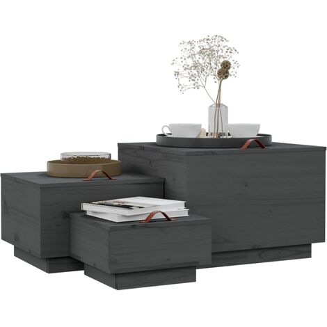 Furniture Limited - Boîtes de rangement et couvercles 3 pcs Gris