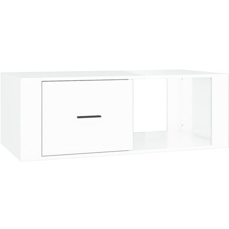 Furniture Limited - Table basse Blanc brillant 100x50,5x35 cm Boi