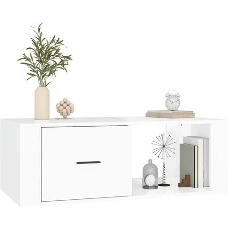 Furniture Limited - Table basse Blanc brillant 100x50,5x35 cm Boi