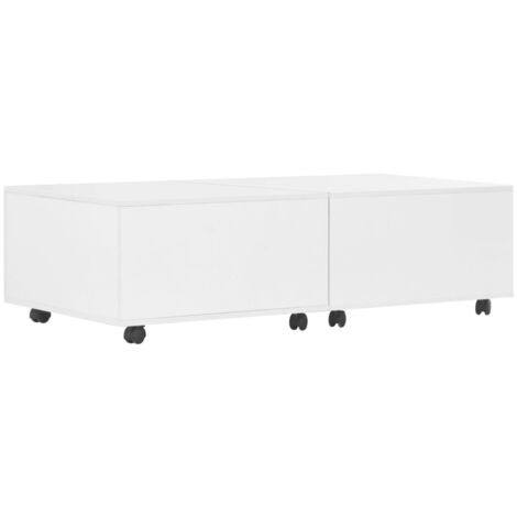 Furniture Limited - Table basse Blanc brillant 120x60x35 cm