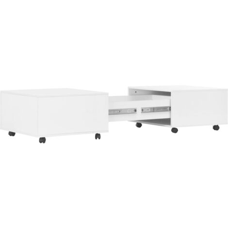 Furniture Limited - Table basse Blanc brillant 120x60x35 cm