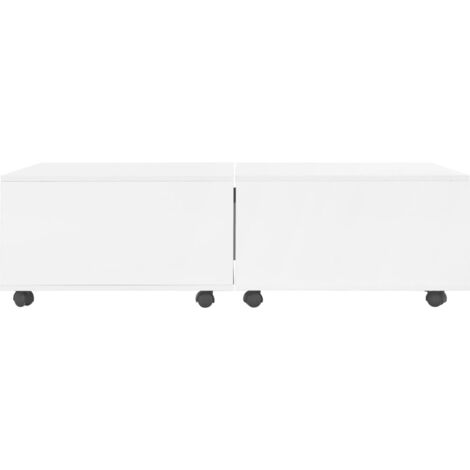 Furniture Limited - Table basse Blanc brillant 120x60x35 cm