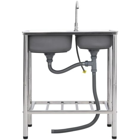 Évier Portable Camping Acier Inox – Bassine Lavabo 5,5L Avec Bouchon Vidange Pour VR, Pêche, Pique-Nique