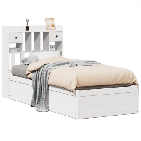 Cadre de lit ado blanc 90x190 cm bois de pin lit chambre d'ami