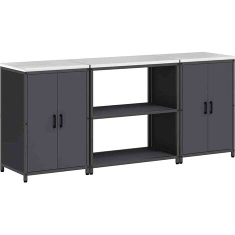 Étagère de rangement de cuisine avec étagère Anthracite Acier