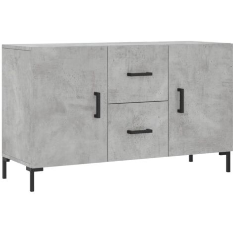 Buffet de salon gris béton meuble TV gain de place bois d'ingénierie