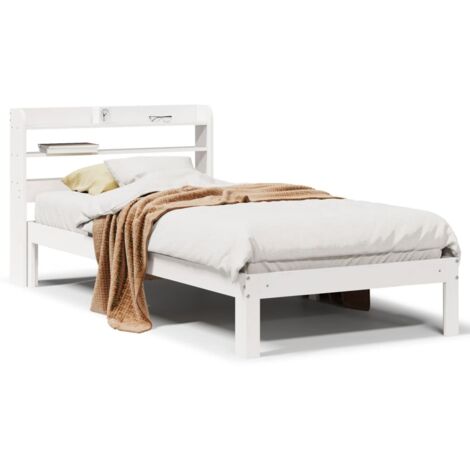 Sommier et cadre de lit 100x200 cm blanc anti-grincement avec tête
