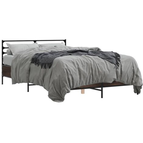 Cadre de lit 120x200 cm stable anti-grincement chêne marron exclusif